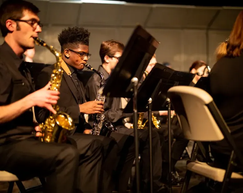 students playing jazz band instruments 