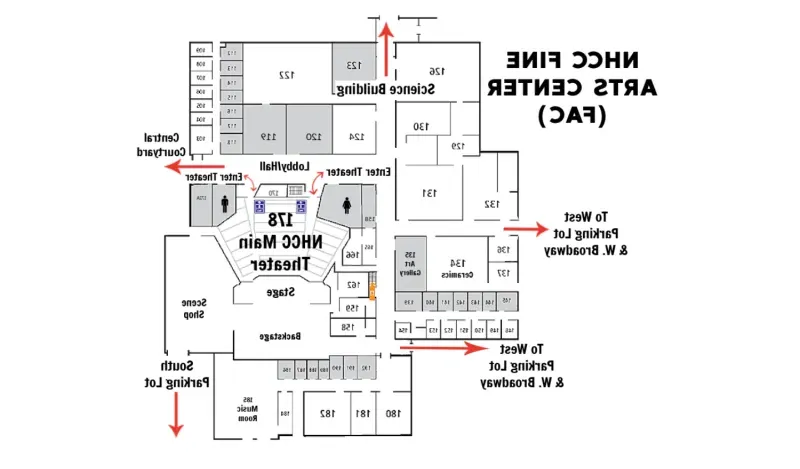 A map of the Fine Arts Center at NHCC